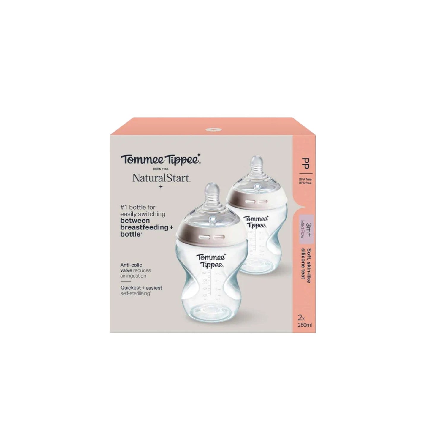 Tommee Tippee Natural Start PP Bottle 260ml 2 Pack