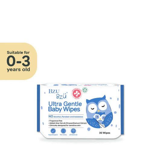 Bzu Bzu Ultra Gentle Fragrance Free Baby Wipes (30 Pcs)