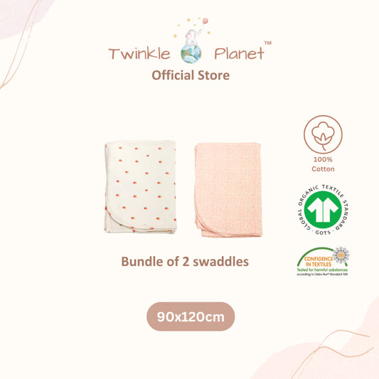 Twinkle Planet Organic Cotton Interlock Swaddle Blanket Nursing Cover Large Size 120cm x 90cm