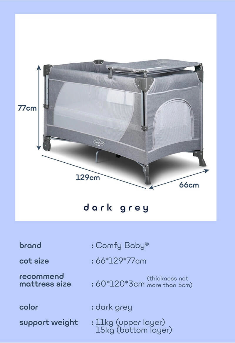 Comfy Baby Otto Magic Fold Travel Cot with Sliding Door, Diaper Changer, Mosquito Net & Carry Bag)