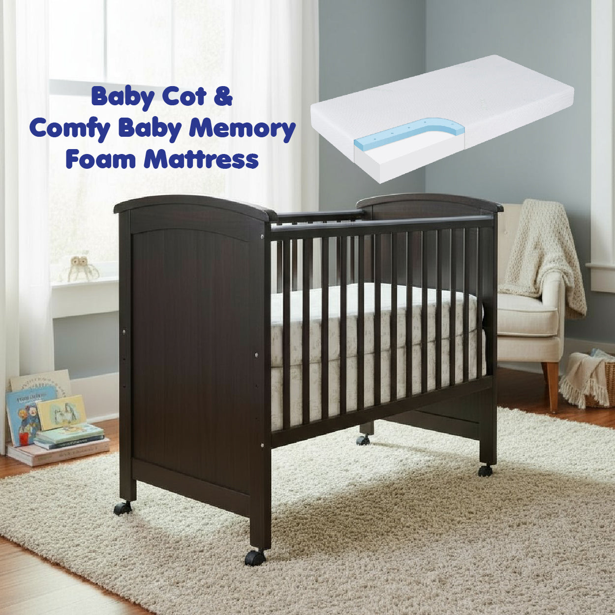 Seni Daya Isabella 4-in-1 Convertible Baby Cot Size (Suitable for Newborn till 6 Years Old)