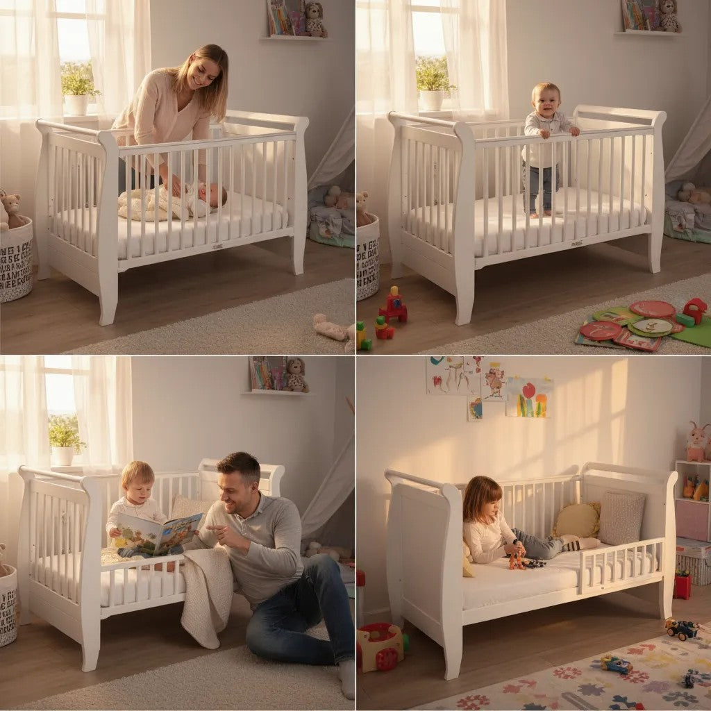 Costa 4-in-1 Convertible Baby Cot (White) 28 x 52 Inch (70 cm x 130cm)