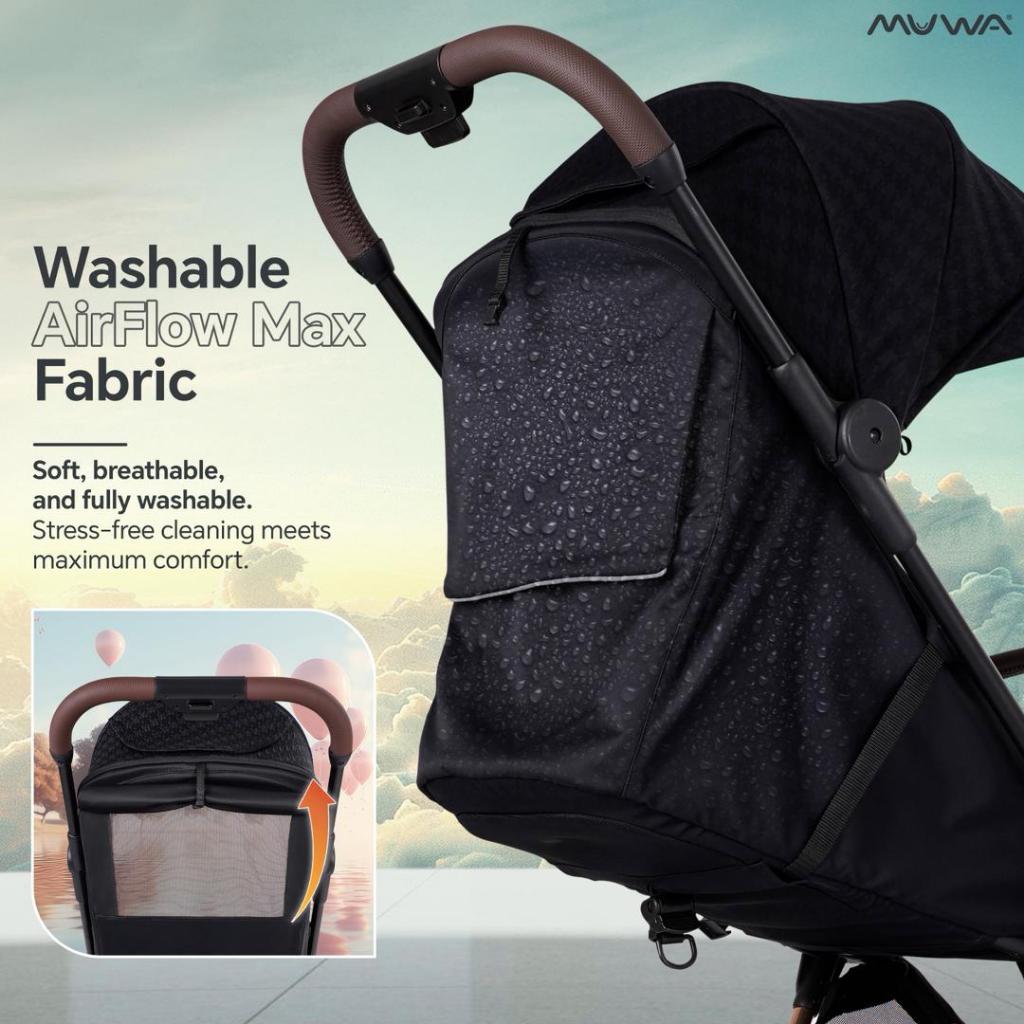 Muwa Venty Stroller Cabin Size Ultra Light Weight 5.7kg Auto Fold from Newborn - 22kg