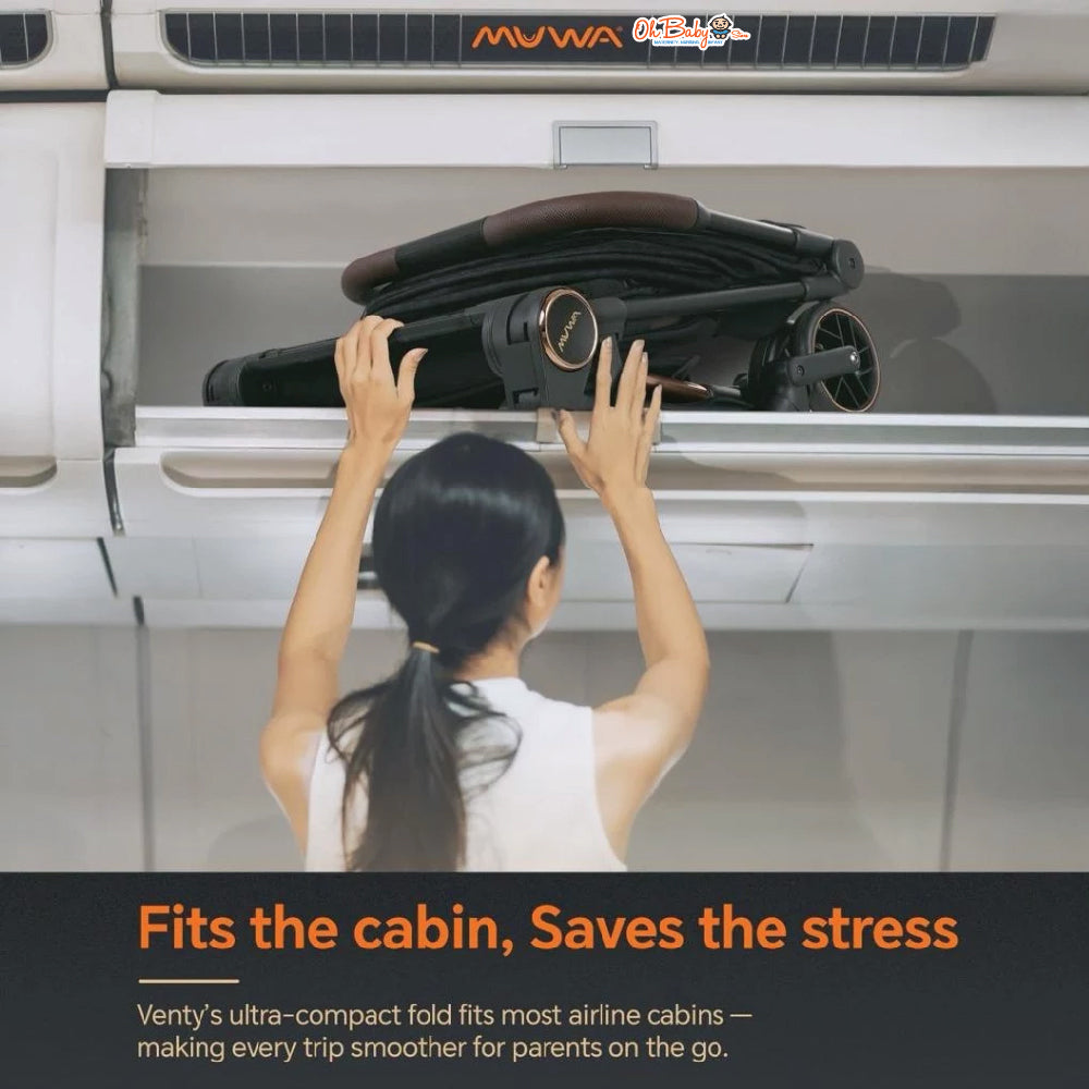 Muwa Venty Stroller Cabin Size Ultra Light Weight 5.7kg Auto Fold from Newborn - 22kg