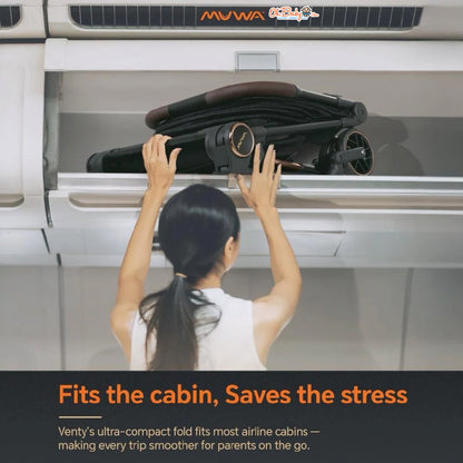 Muwa Venty Stroller Cabin Size Ultra Light Weight 5.7kg Auto Fold from Newborn - 22kg