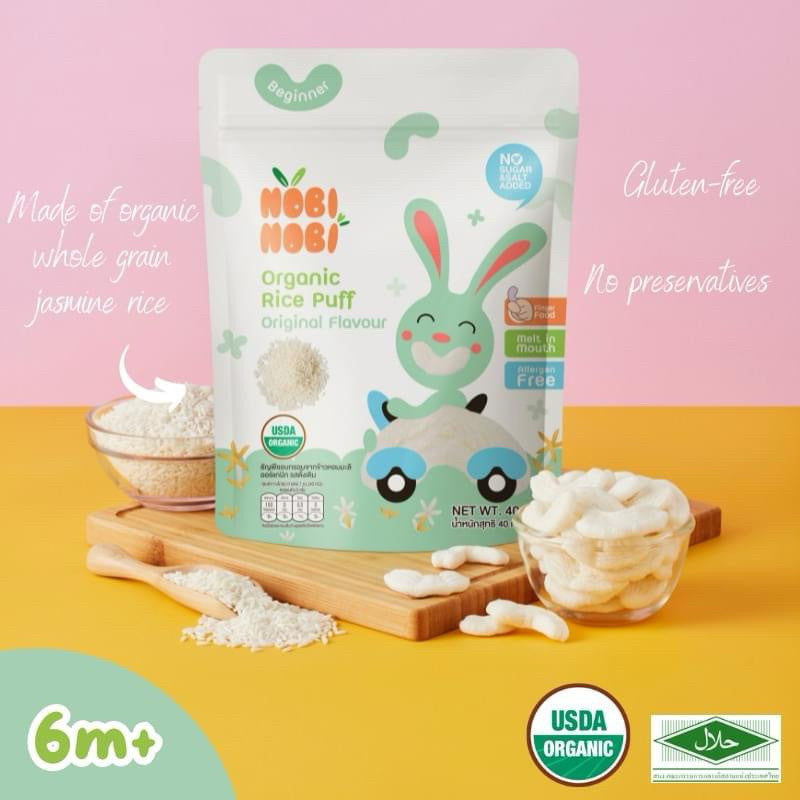 [HALAL] Nobi Nobi Organic Jasmine Rice Puffs 40g