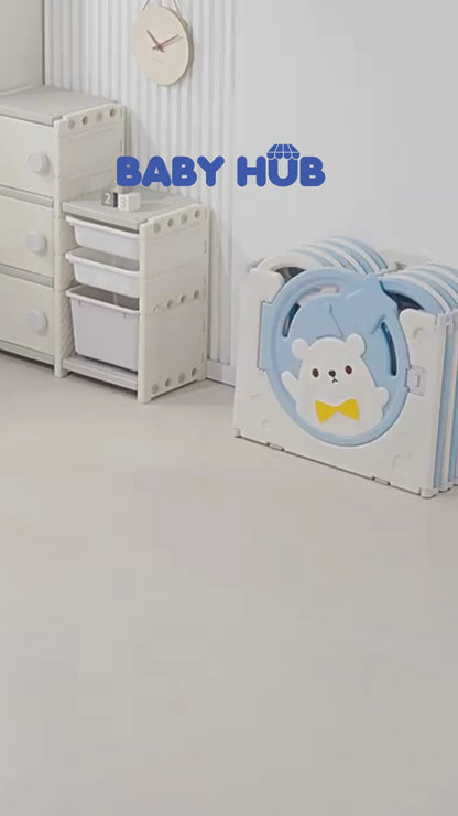 Happy Bear Foldable Baby Playpen & Safety Fence 12+2