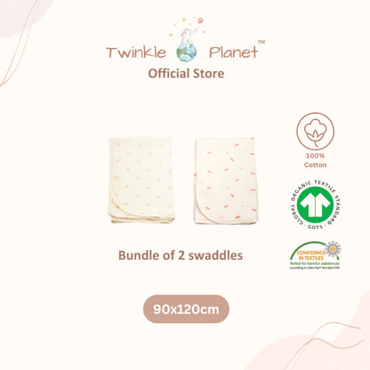Twinkle Planet Organic Cotton Interlock Swaddle Blanket Nursing Cover Large Size 120cm x 90cm