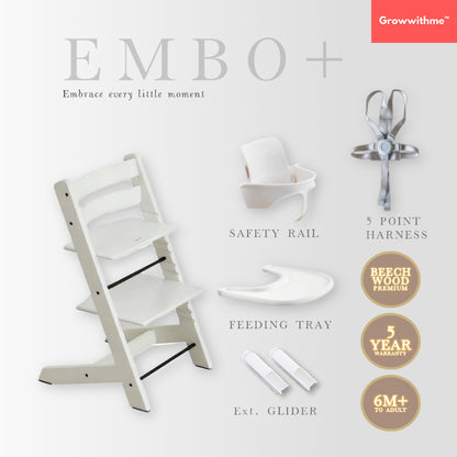 Growwithme™ Embo+ High Chair [Enhanced Edition]｜Premium Beech Wood｜5-Year Warranty