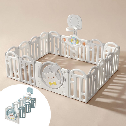 Happy Bear Foldable Baby Playpen & Safety Fence 12+2