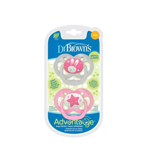 Dr Browns Blue Advantage Pacifiers (Stage 2) Glow In The Dark | 6-18mths