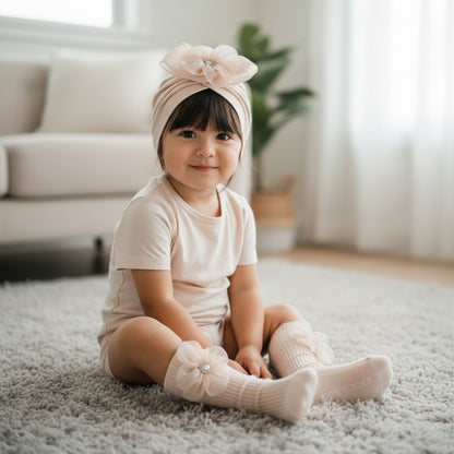 Infant Full Moon Baby Girl Hair Band Socks Suit (Random Design)