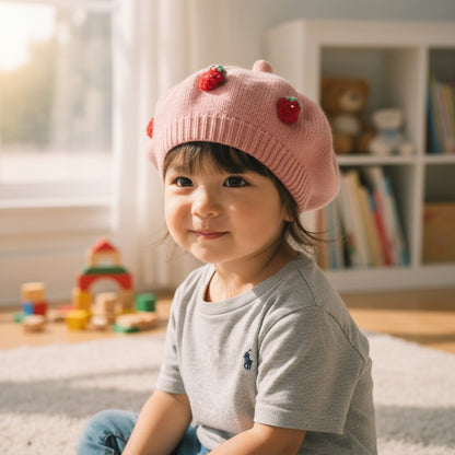 Baby Girls Knitted Beret Hat Suitable for 1-6 years Old