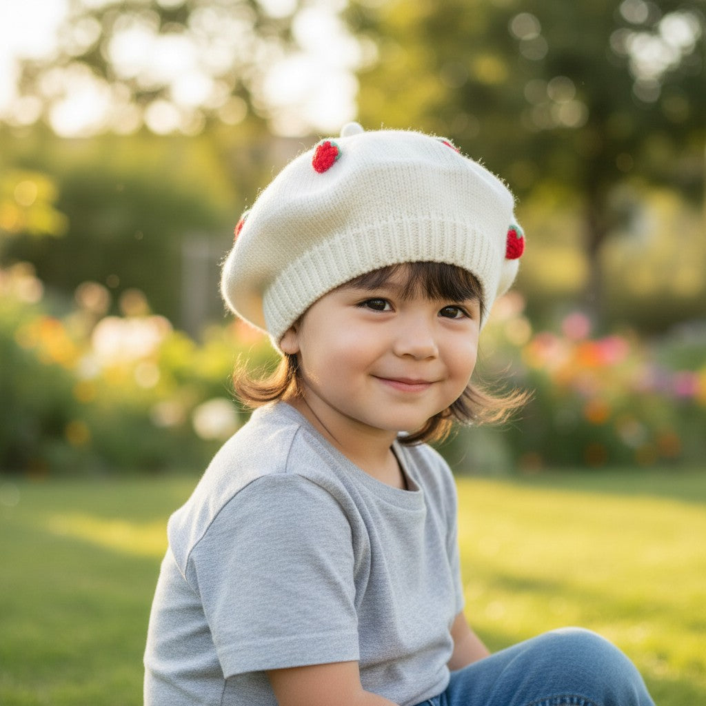 Baby Girls Knitted Beret Hat Suitable for 1-6 years Old