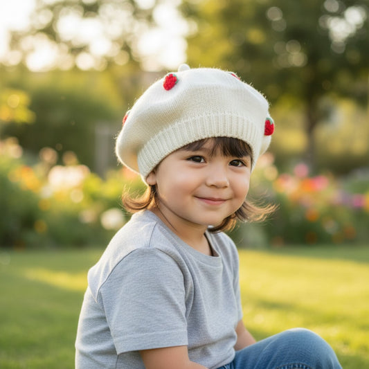 Baby Girls Knitted Beret Hat Suitable for 1-6 years Old