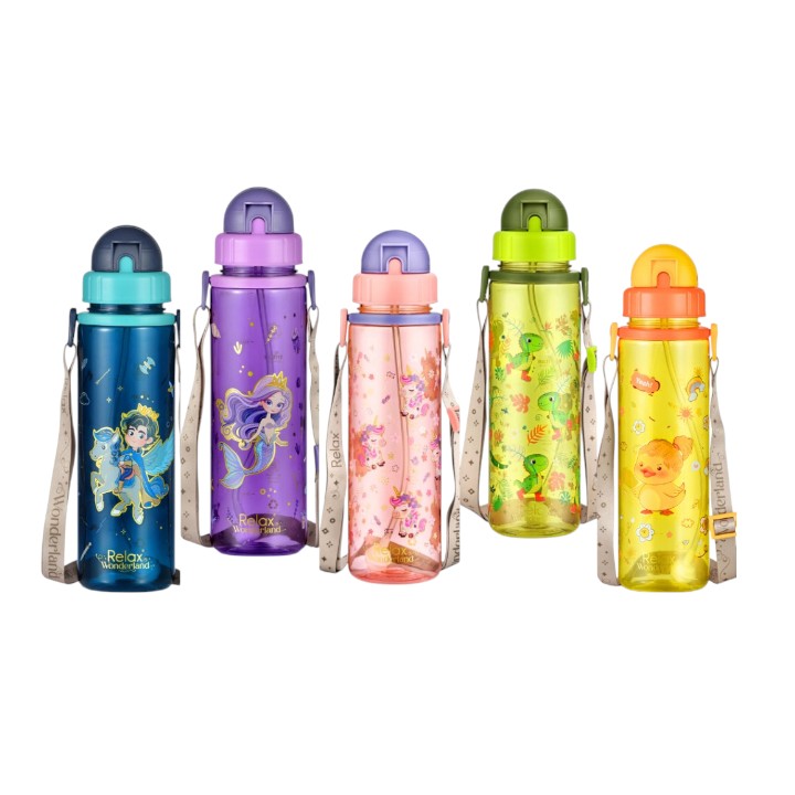 RELAX Tritan Botol Air Kanak-kanak Wonderland Series Kids Water Bottle Colourful Design BPA Free - D7755 Series 550ml